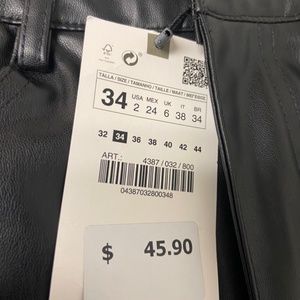 Zara faux leather pants size 2 NWT